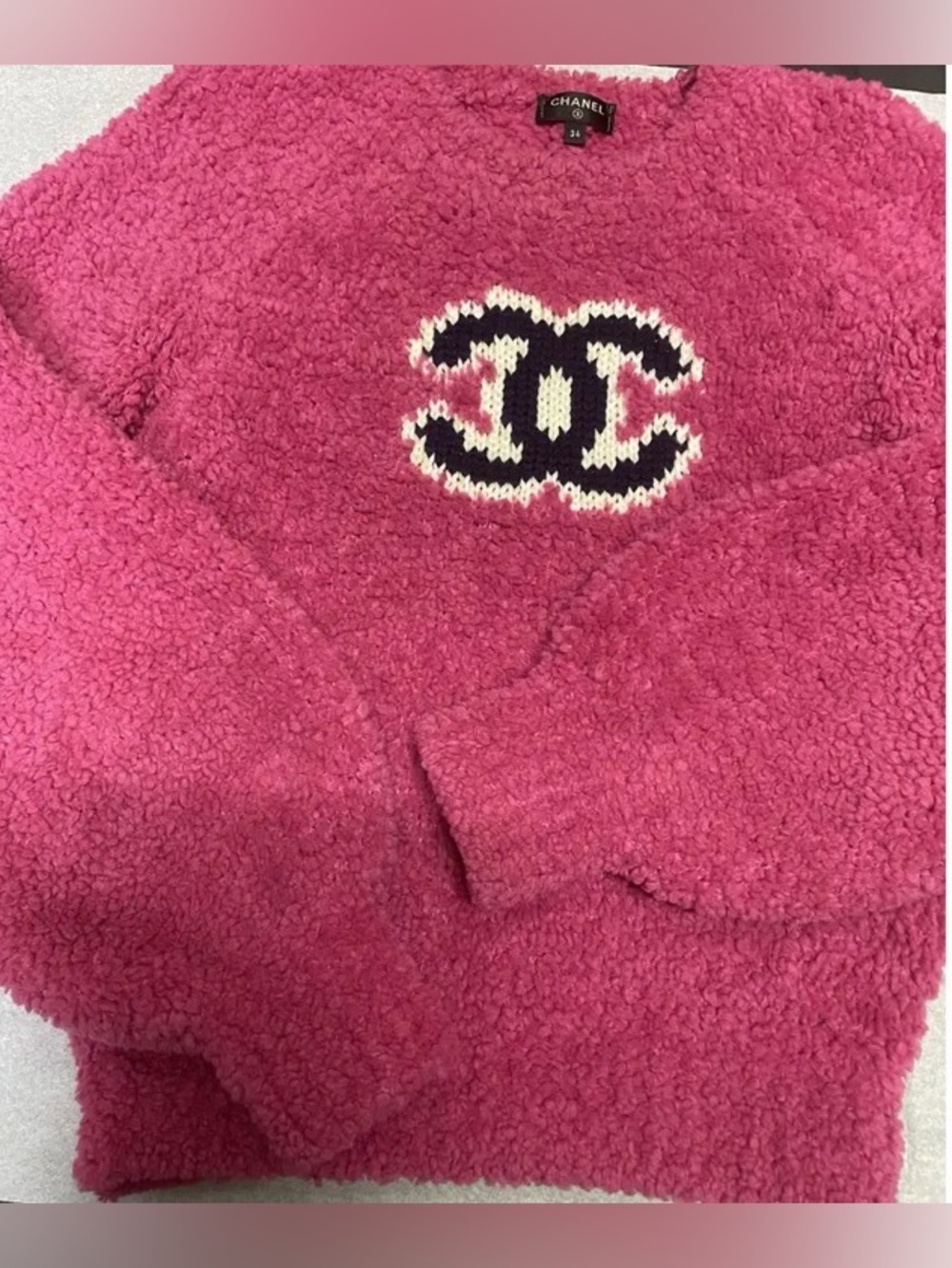 Women Wool Pink Logo Crewneck Sweater - Picture 3 of 8